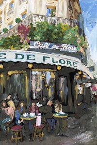 Café De Flore, 2019 (tinta acrílica sobre impressão de pigmento de arquivo)