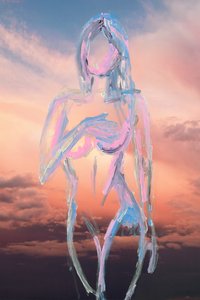 In The Clouds, 2019 (tinta acrílica sobre impressão de pigmento de arquivo)