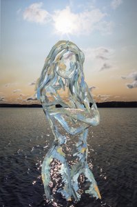 Figura do lago, 2019 (tinta acrílica sobre impressão de pigmentos de arquivo)