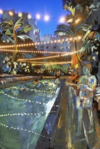 Night Swim, 2021 (tinta acrílica sobre impressão de pigmentos de arquivo) de Madeleine Gross