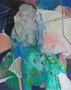 In My Space 2, 2023 (acrílicos e pastéis sobre tela) de Madgalena Morey