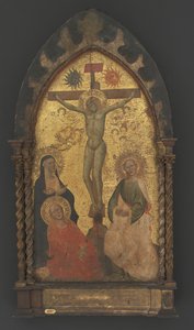 Cristo na Cruz lamentado pela Virgem Maria e Santos Maria Madalena e João de Maestro Francesco