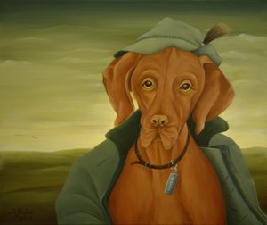 Cão de caça, 2021 (óleo sobre tela) de Magdolna Ban