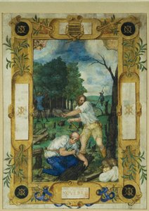 Página de calendário para novembro, derrubando as árvores, de um livro de horas, c.1550-60 de Maitre des Heures de Claude Gouffier