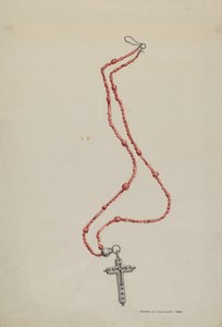 Contas de Coral e Crucifixo, c. 1937. de Majel G. Claflin