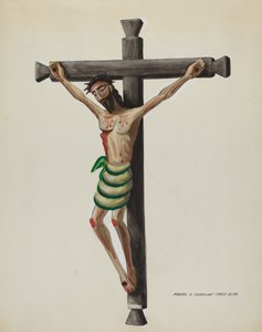 Cristo, Esculpido e Pintado, em Cruz de Madeira Esculpida Negra, c. 1937.