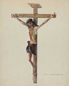 Crucifixo de madeira pintada, c. 1939. de Majel G. Claflin