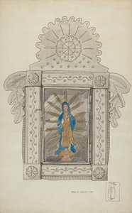 Nicho de estanho contendo Guadalupe Bulk, c. 1936. de Majel G. Claflin