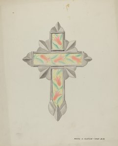 Tin & Wall Paper Cross, c. 1937. de Majel G. Claflin