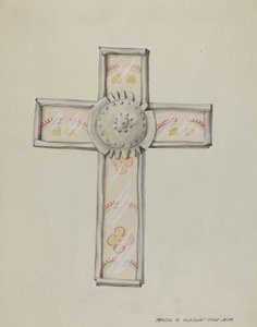 Tin & Wall Paper Cross, c. 1937. de Majel G. Claflin