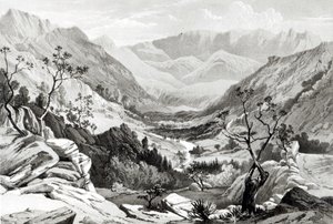 Vista entre Senafe e Rahaguddy gravada por James Ferguson (litografia) de Major A.G.F. Hogg