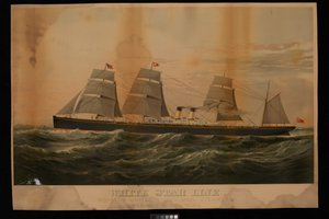 White Star Line Royal  United States Mail Steamers Liverpool  New York Britannic (cromolitografia)