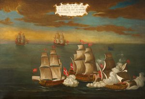 Captura de um navio turco por um esquadrão da Ordem, navios sob o comando do Frere Giuseppe de Langu, fora de Cartago