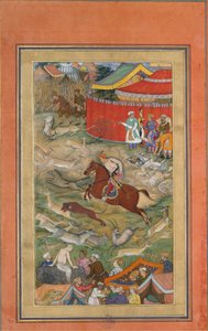 Hamid Bhakari Punido por Akbar, Folio de um Akbarnama, ca. 1604. de Manohar