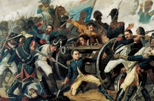 Guerra da Independência espanhola (1808-1814) a população revolta-se contra a ocupação francesa por Napoleão I (detalhe) de Manuel (after) Castellano