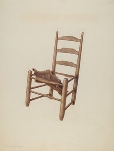 Cadeira feita à mão - Assento de couro cru, c. 1939.