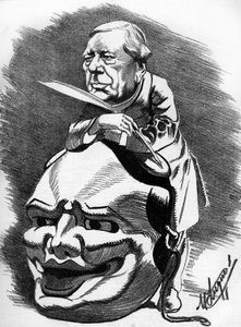 Eugene Labiche (1815-1888), dramaturgo francês. Desenho animado do cartunista Manuel Luque. Em "O Desenho Animado" de 1886.
