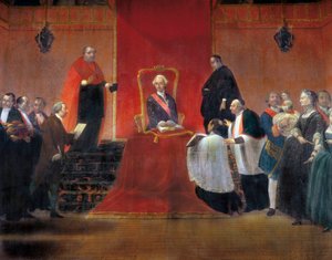 Charles III Taking Possession of the Canonry of Barcelona em 1759, detalhe de Manuel Tramulles