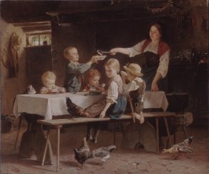 Crianças no almoço, 1857 de Marc Louis Benjamin Vautier the Elder
