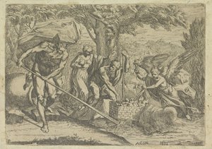 Romulus en Remus gevonden door Faustulus en Louva de Marcantonio Bellavia