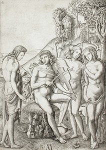Apolo ensinando música às Graças de Marcantonio Raimondi