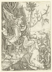 Anjo aparece para Joachim Vida de Maria (título da série) de Marcantonio Raimondi