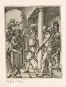 A flagelação de Cristo
Paixão de Cristo (título da série) de Marcantonio Raimondi