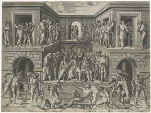 O martírio de São Lourenço de Marcantonio Raimondi