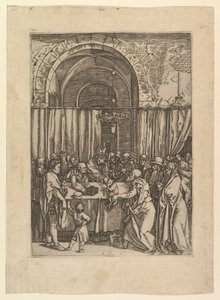 Sumo sacerdote que recusa o cordeiro sacrificial de Joachim, depois de Dürer, ca. 1500-1534. de Marcantonio Raimondi