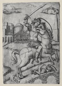 Horácio Cocles defendendo a ponte Subliciana. de Marcantonio Raimondi