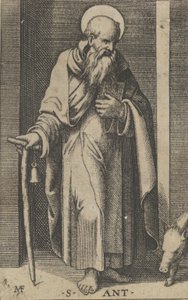 Santo António, um bastão na sua mão direita, da série 