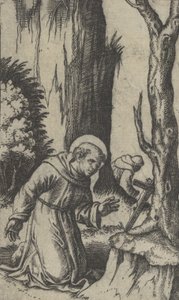 São Francisco de Assis orando diante de um crucifixo, da série 