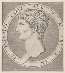 Speculum Romanae Magnificentiae: Cláudio, de The Twelve Caesars, ca. 1500-1534., ca. 1500-1534. de Marcantonio Raimondi
