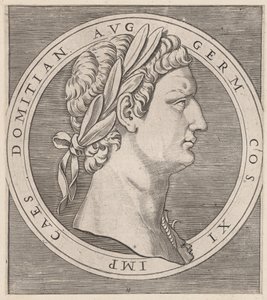 Speculum Romanae Magnificentiae: Domiciano, de The Twelve Caesars, ca. 1500-1534., ca. 1500-1534. de Marcantonio Raimondi