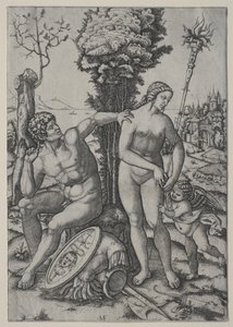 Vênus, Marte e Cupido, 1508. de Marcantonio Raimondi