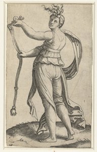 Mulher com freio de cavalo como personificação da Temperança (Temperantia) de Marcantonio Raimondi