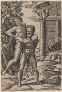 Hércules e Anteu de Marcantonio Raimondi, after Raphael