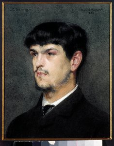 Retrato do compositor francês Claude Debussy (1862-1918) Pintura em pedra preta e pastel de Marcel Andre Baschet (1862-1941) 1884 Dim 0,27 x 0,26 m de Marcel Andre Baschet