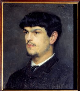Retrato do compositor francês Claude Debussy (1862-1918) Pintura com pedra preta e pastel de Marcel Andre Baschet (1862-1941) 1884 Dim 0,24 x 0,21 m Paris, musee d