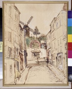Le Moulin de la Galette: vista do famoso cabaré de Montmartre. Óleo sobre tela Marouflee por Marcel Leprin (1891-1933). Menção obrigatória: coleção de fundação Regards de Provence, Marselha