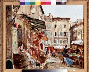 Le marche place de Lenche a Marseille Painting by Marcel Leprin (1891-1933) Dim. 50x61 cm Menção obrigatória: Colecção de Fundações de Provença, Marselha