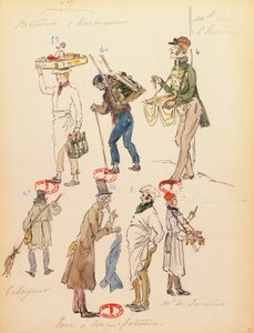França, Paris, Esboço de figurino para figurantes na ópera La boheme de Giacomo Puccini (1858-1924), actuação na Paris Opera Comique, 13 de Junho