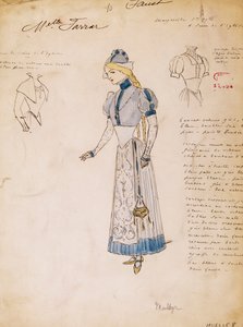 Margherita, esboço de traje para Faust de Charles Gounod, criado por Multzer