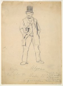 Esboço de um Vagabundo (reto); Mulher e dois bebês (verso) de Marcellin Desboutin