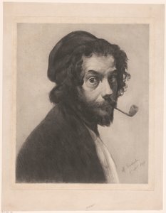 Autorretrato com cachimbo de Marcellin Gilbert Desboutin (signed by artist)