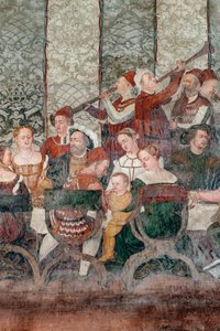 Banquete, detalhe da visita de Christian I da Dinamarca a Bartolomeo Colleoni, Salão de Honra