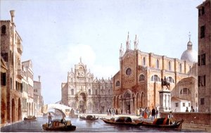 A Igreja das SS. Giovanni e Paolo e S. Marco, Veneza, gravada por Brizeghel (litho) de Marco (after) Moro