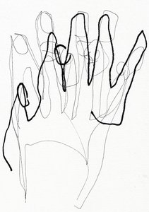 Psyco Hand, 2017 (caneta e marcador sobre papel) de Marco Campedelli