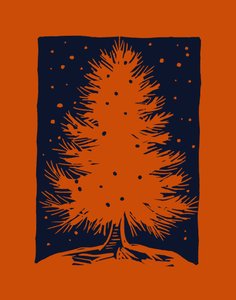 Árvore de Natal vermelha, 2023 (linóleo sobre papel) de Marco Campedelli