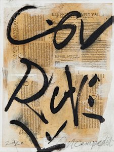 Texto #09, 2020 (colagem, técnica mista sobre tela) de Marco Campedelli